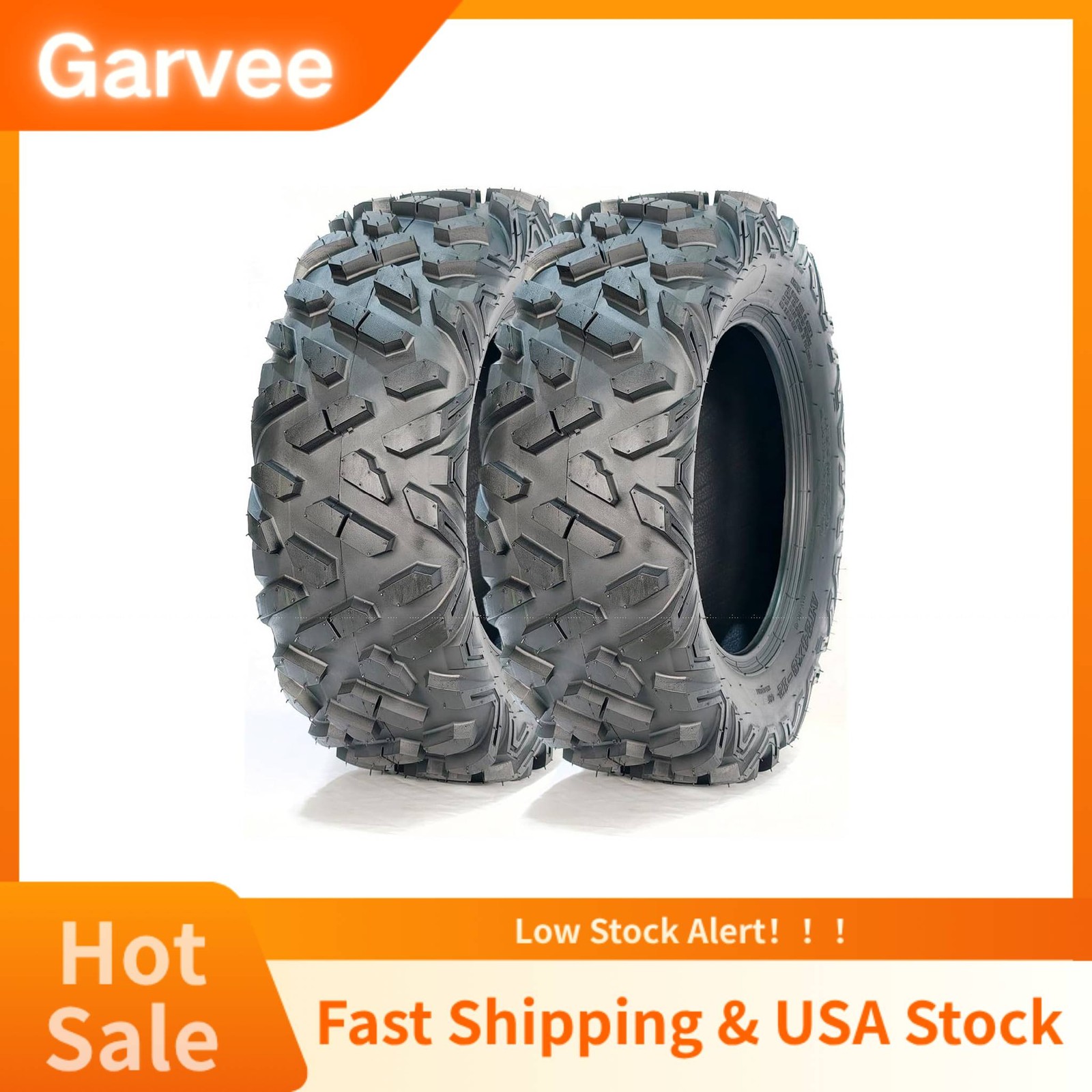 16mm Deep Tread Design Equips This Set of STMHOM ATV Tires, 25×10-12 6 PR Tubele