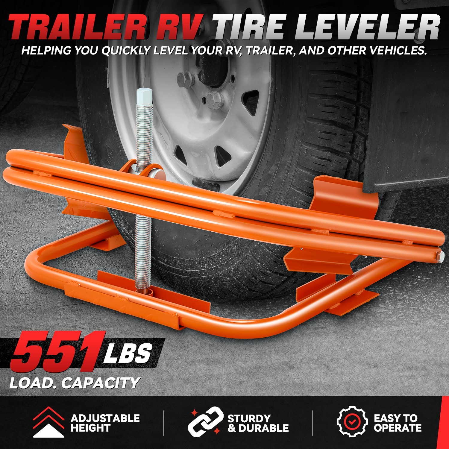 For 13″ 14″ 15″ Wheels RV Trailer Truck Orange Light Trailer RV Tire Leveler
