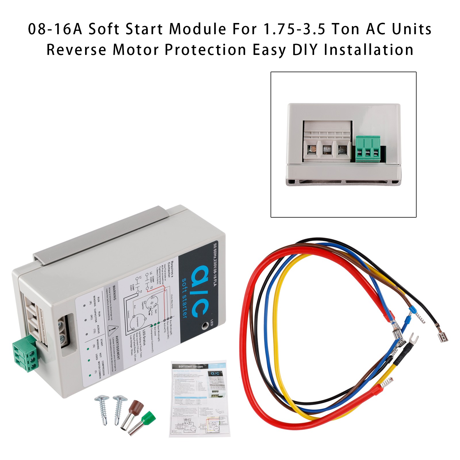 08-16A Soft Start Module For 1.75-3.5 Ton AC Units Reverse Motor Protection US