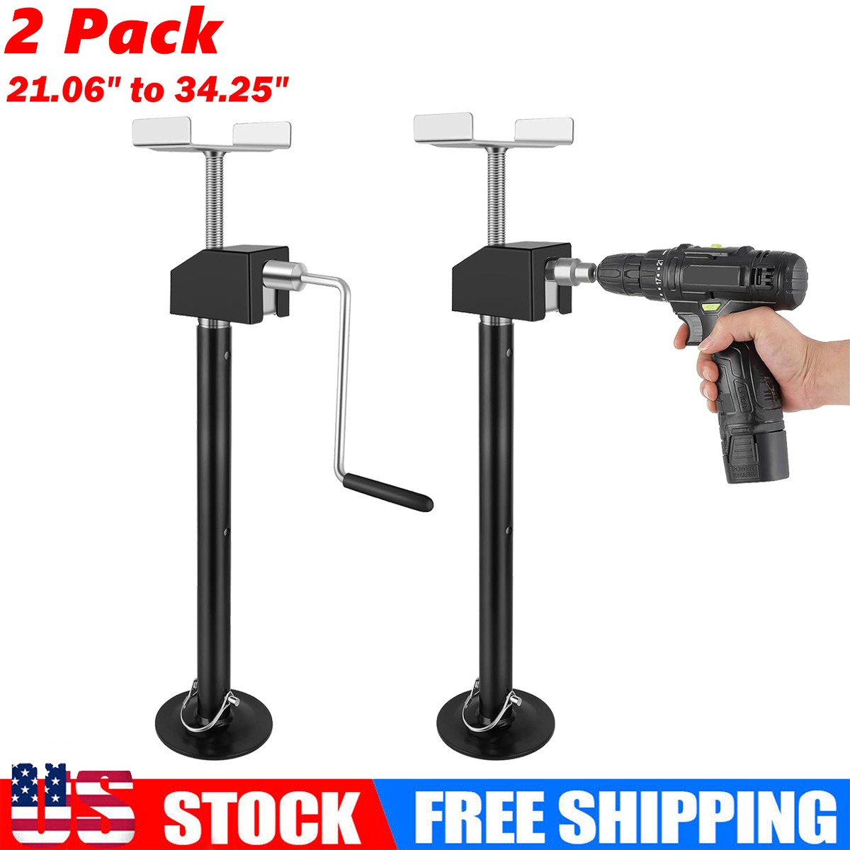 2PCS RV Slide Out Support Jacks Heavy Duty Steel Camper Stabilizer Jacks