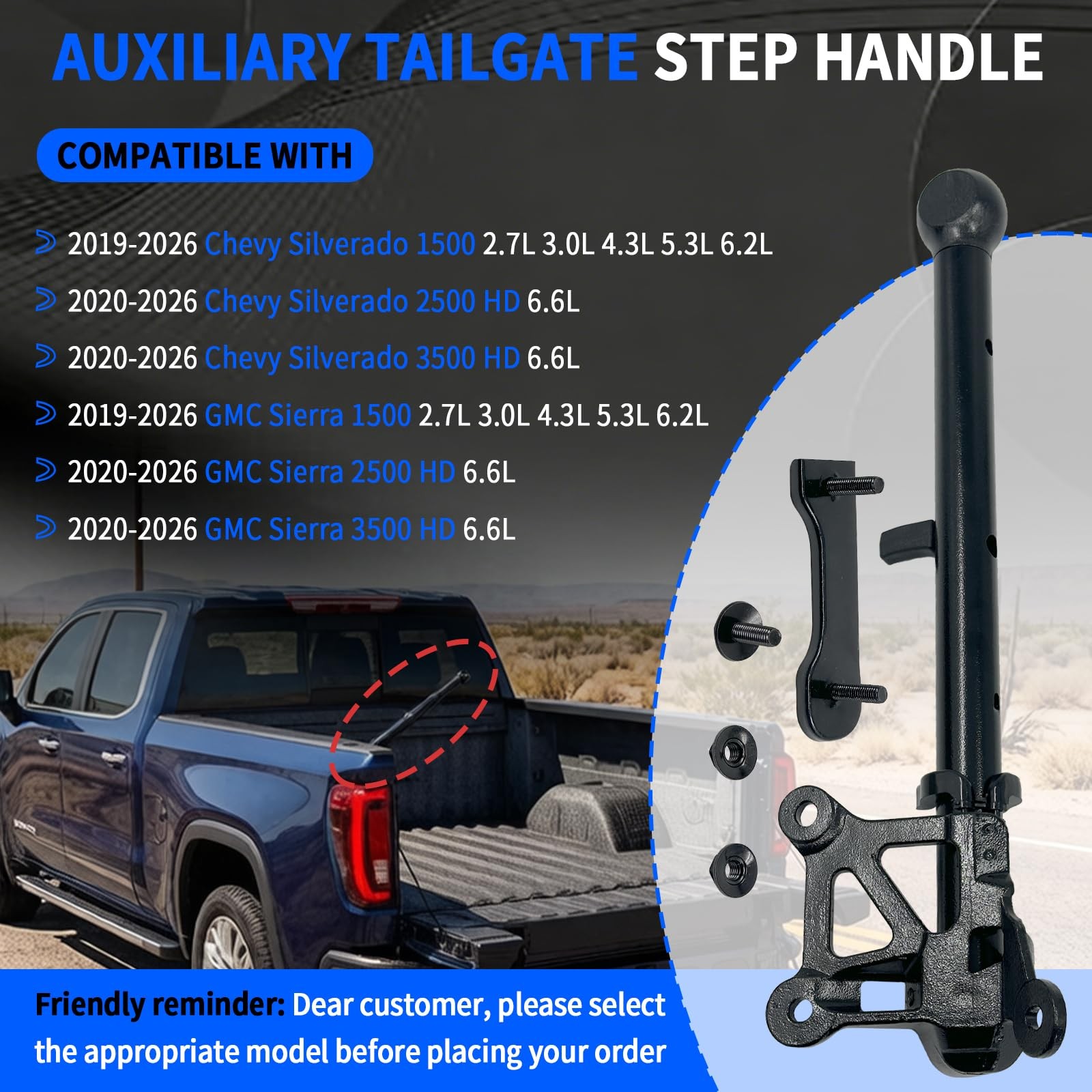 BZYOUYI 85116689 Auxiliary Tailgate Step Handle Fit for 2019-2026 Chevy Silverad