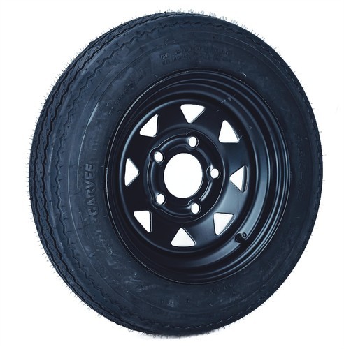 2PC 5.30-12 5.30×12 530-12 Trailer Tires w/12″Rim 5 Lug on 4.5″ 6PR Load Black