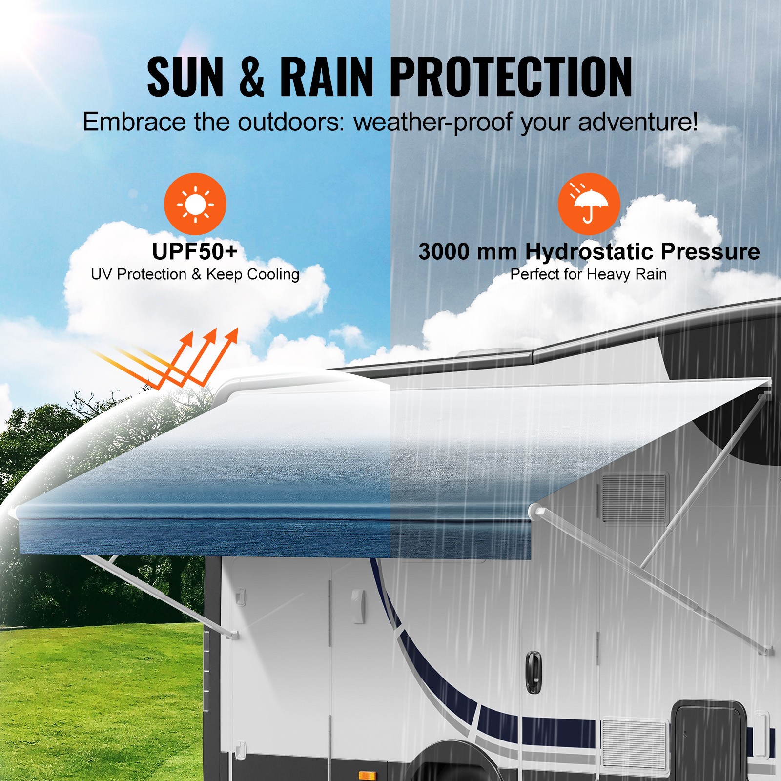 Uimoso 21’RV Awning Fabric Replacement (20’2″ Fabric) Waterproof 16oz PVC Fabric