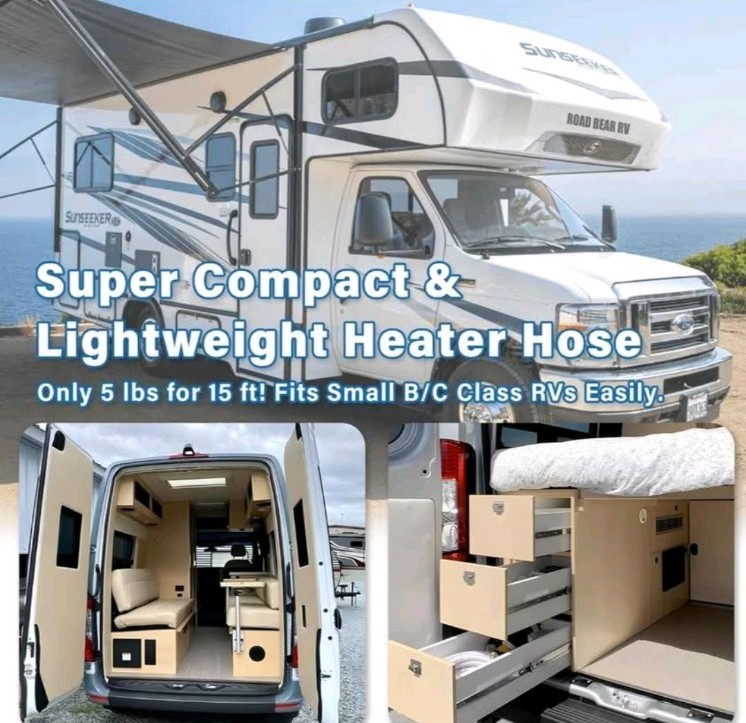 Cupohus Heated Water Hose for RV 15FT Adjustable Thermostat w/Real-Time Monitor