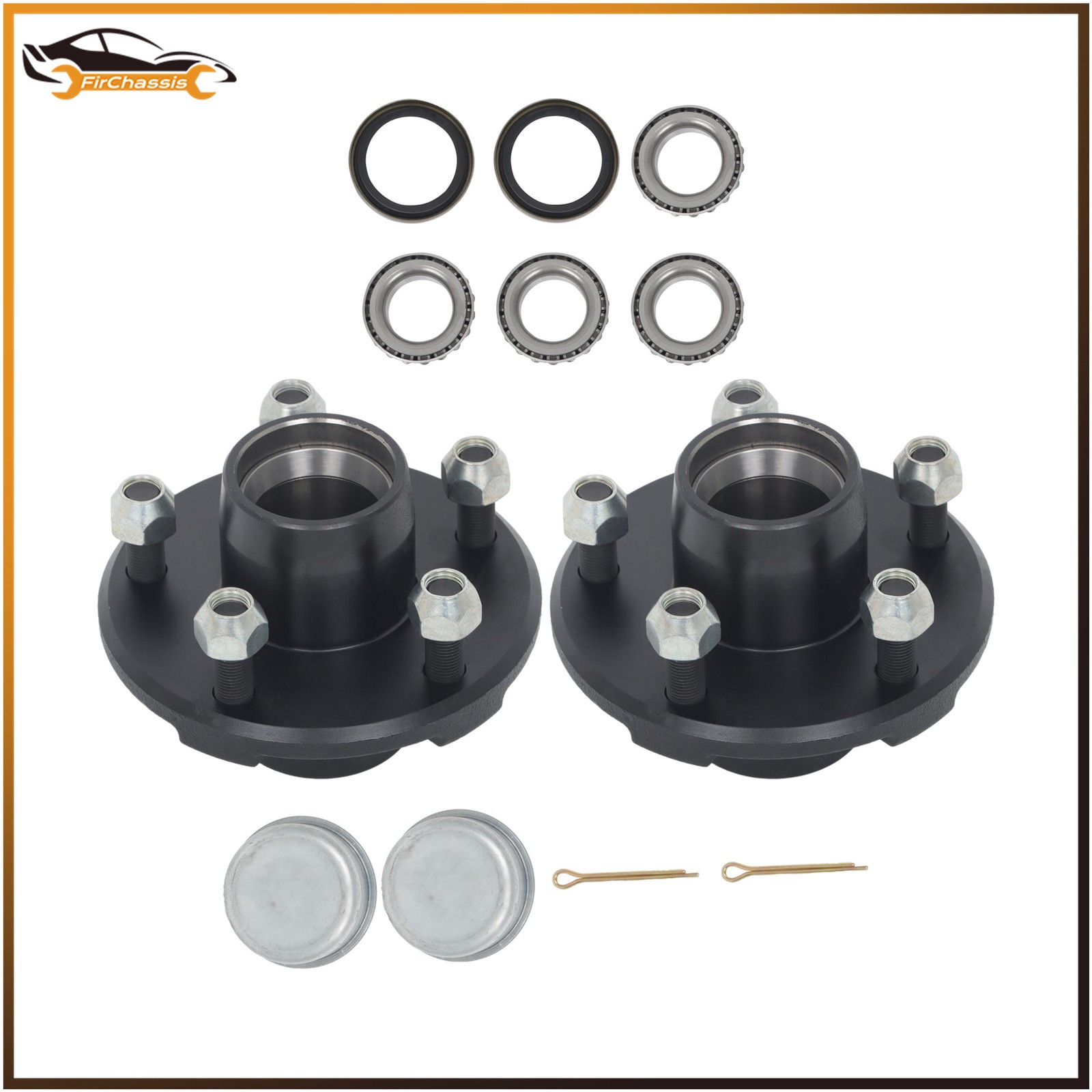 5 Bolt on 4.5″ Bolt Circle Fit for 2,200 lb. axles Trailer Hub Kit