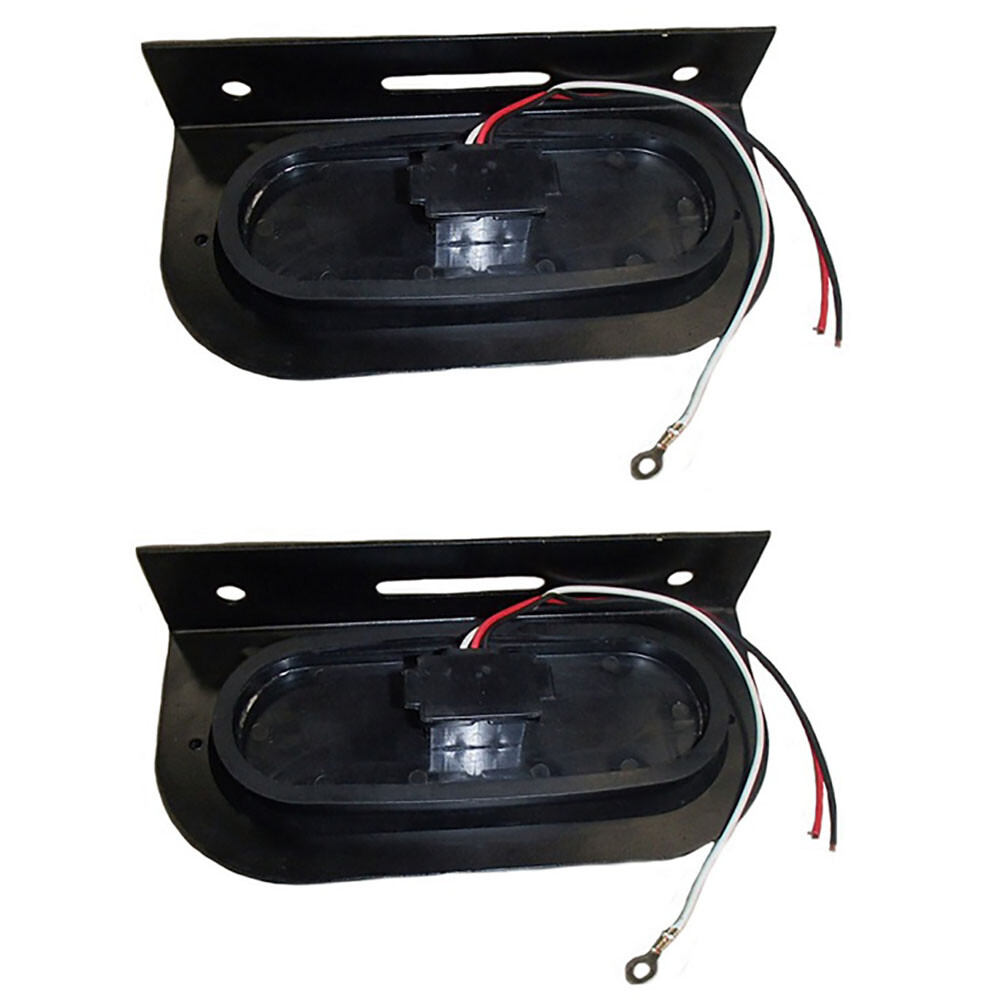 Two 6″ Oval Red LED Stop Turn Tail Light w/ Mounting Brackets Truck Trailer RV