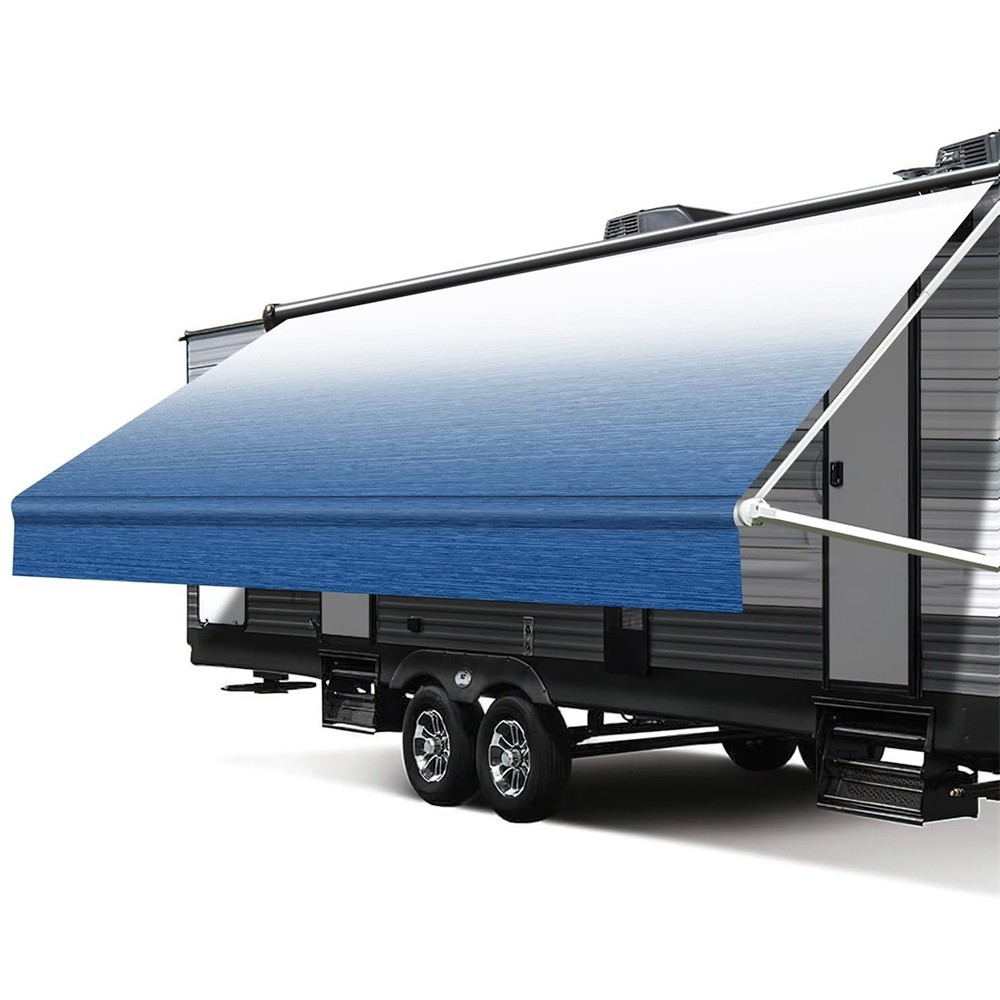19Ft 8′ Waterproof RV Awning Fabric Replacement for RV Camper Trailer Blue Fade