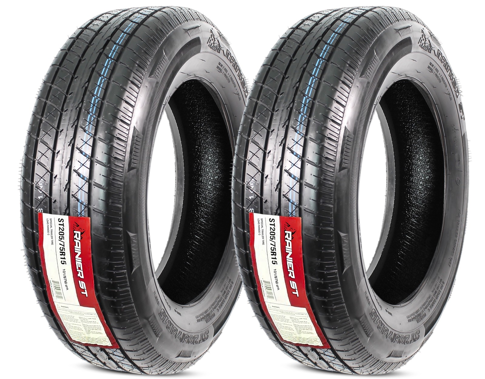 2-Pack Radial Trailer Tire ST205/75R15 15 Inch DEEP TREAD Steel Belted Load D
