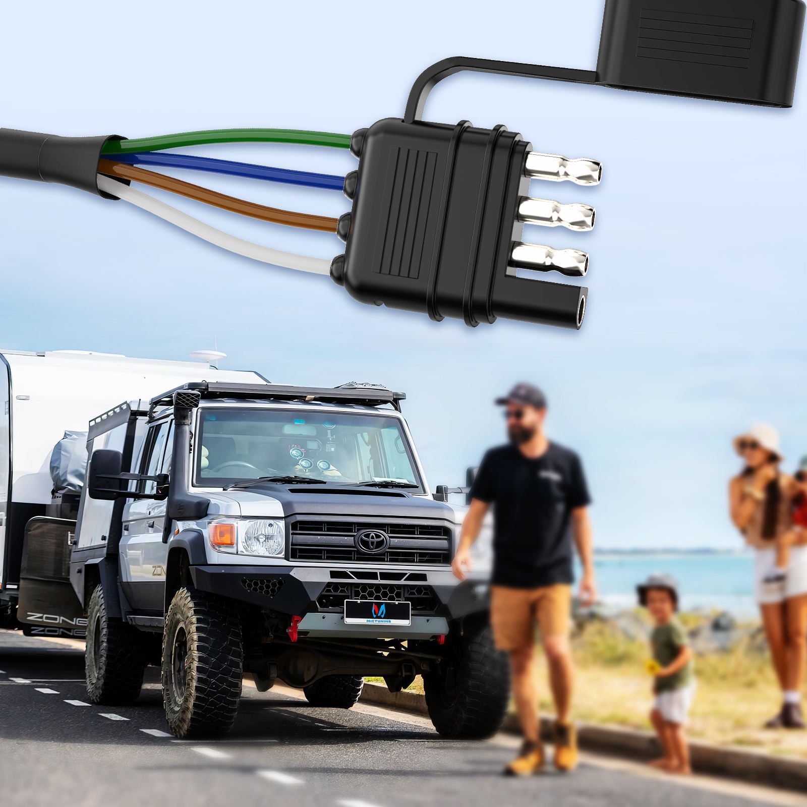 BID MICTUNING 4 Way Flat Trailer Extension Cable 16 AWG Pure Copper w/Dust Cover
