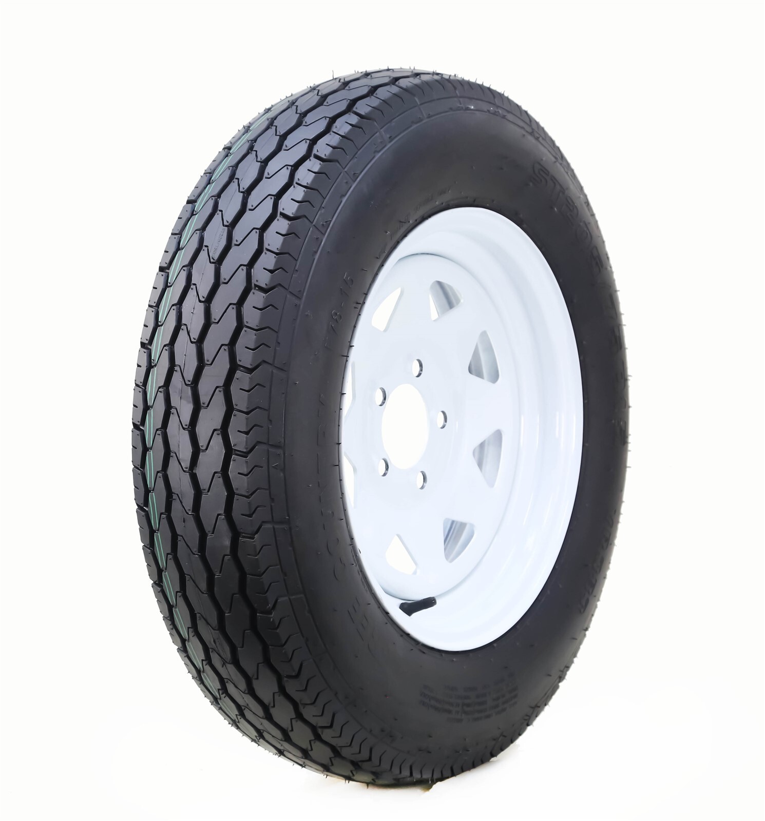 Free Country Trailer Tire Rim ST205/75D15 6-Ply C 107L 5 Lug x 4.5″ White Spoke