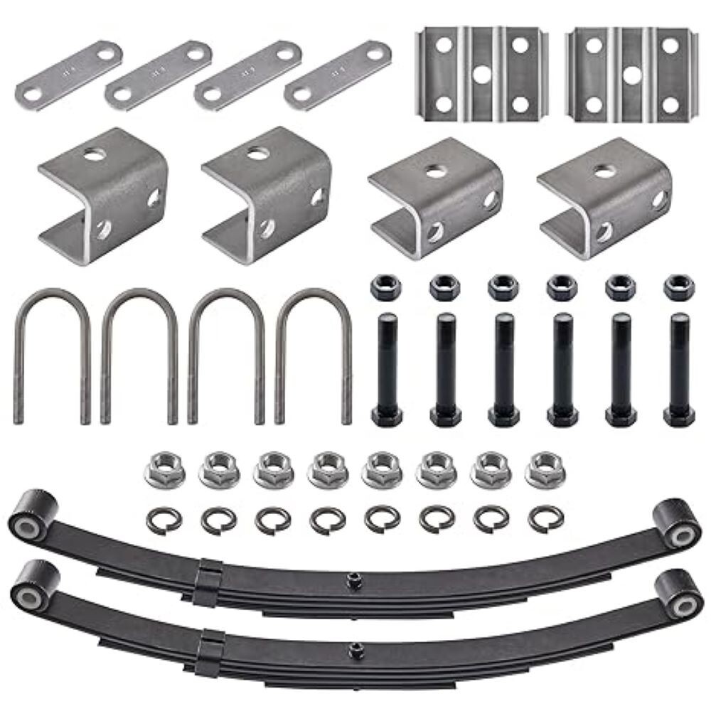 4-Leaf Trailer Spring Suspension Kit 3500lbs Double Eye w/ U-Bolt Hardware 2PCS
