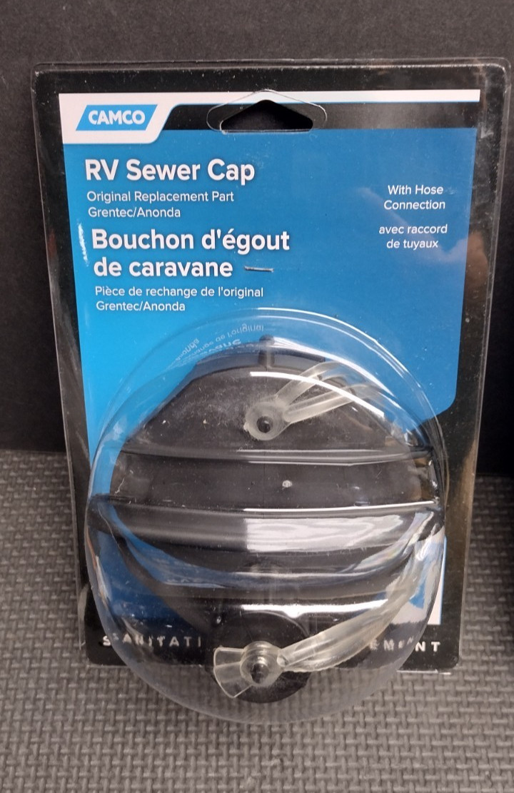 RV Sewer Cap Camco 39463 Sewer Cap W/hose Connection Sanitation Original Camper