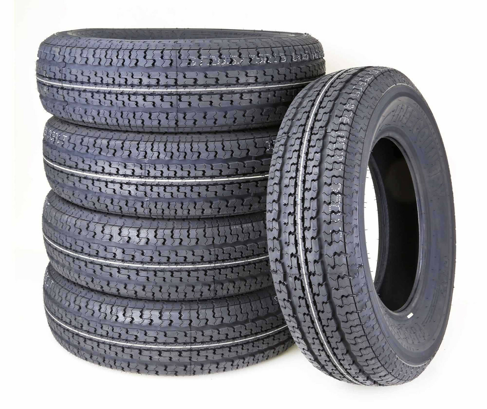 5 Premium Free Country Trailer Tires ST215/75R14 8PR Load Range D w/Scuff Guard