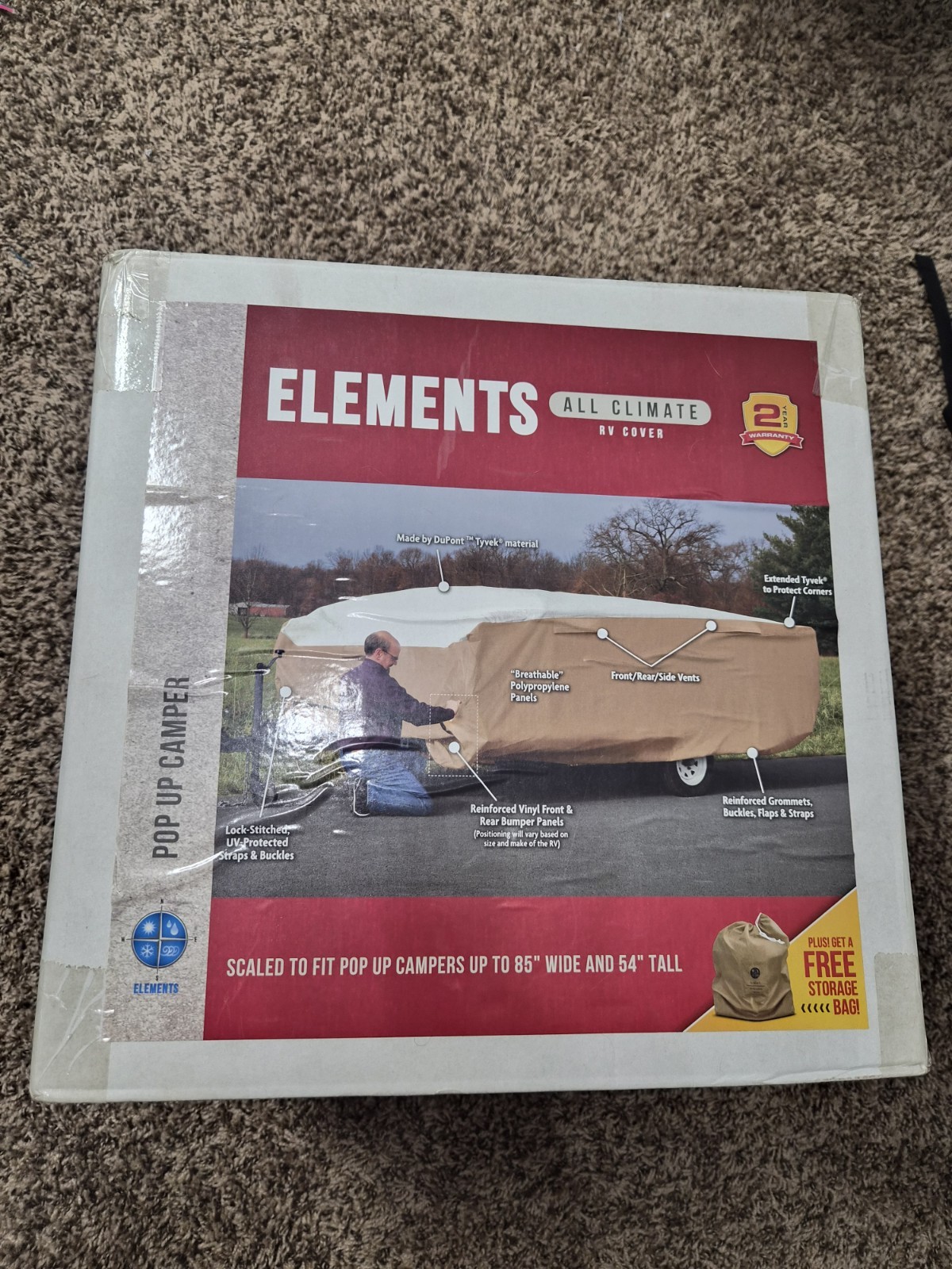 Elements All-Climate Pop-Up Camper Cover | Fits 12’1″ – 14′ | Tyvek NIB