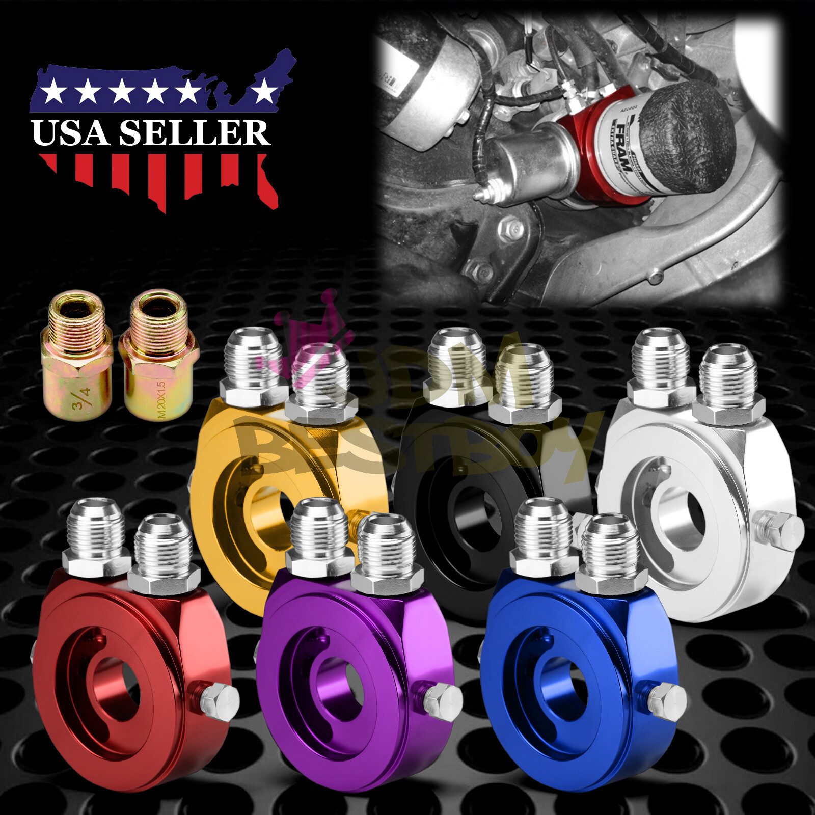 Oil Filter Temp Pressure Oil Cooler Sandwich Plate M20X1.5 Adapter Sensor