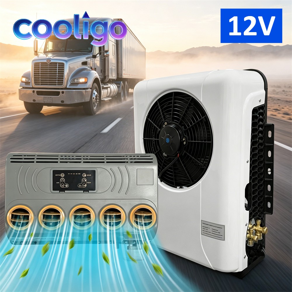 Cooligo 12V Split Fast Cooling Air Conditioner Electric A/C Set For Truck Yacht
