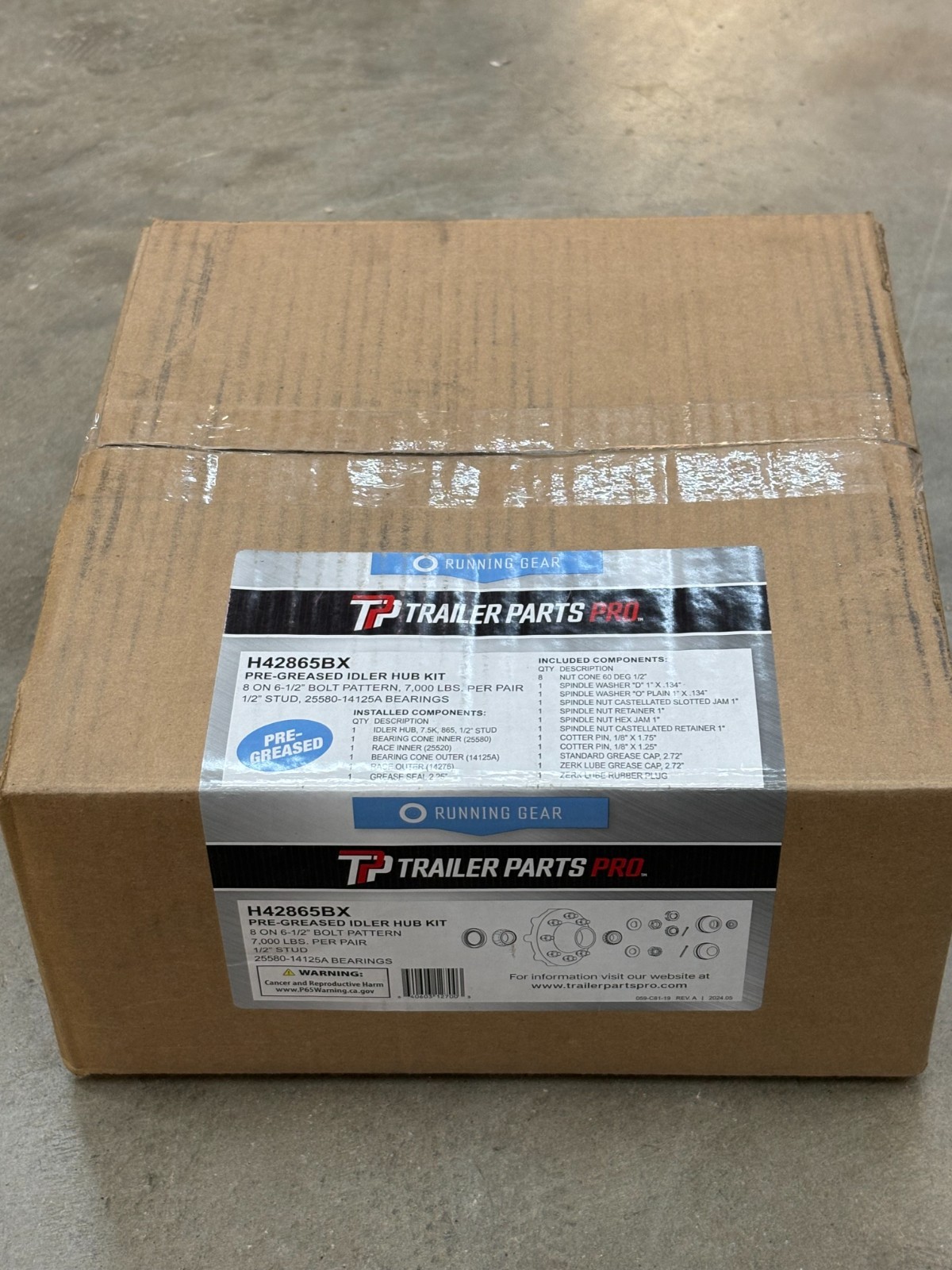 Trailer Parts Pro H42865BX PreGreased Hub Assembly 8 on 6.5- Fits 7K Axles ^