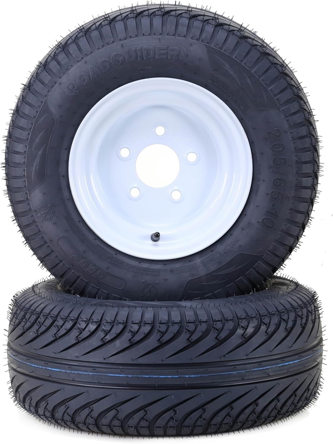 LIBRA 205/65-10 Golf Cart Tire Rim w/ 5 Lugs on 4.5″ PCD White , Set 2 -14040