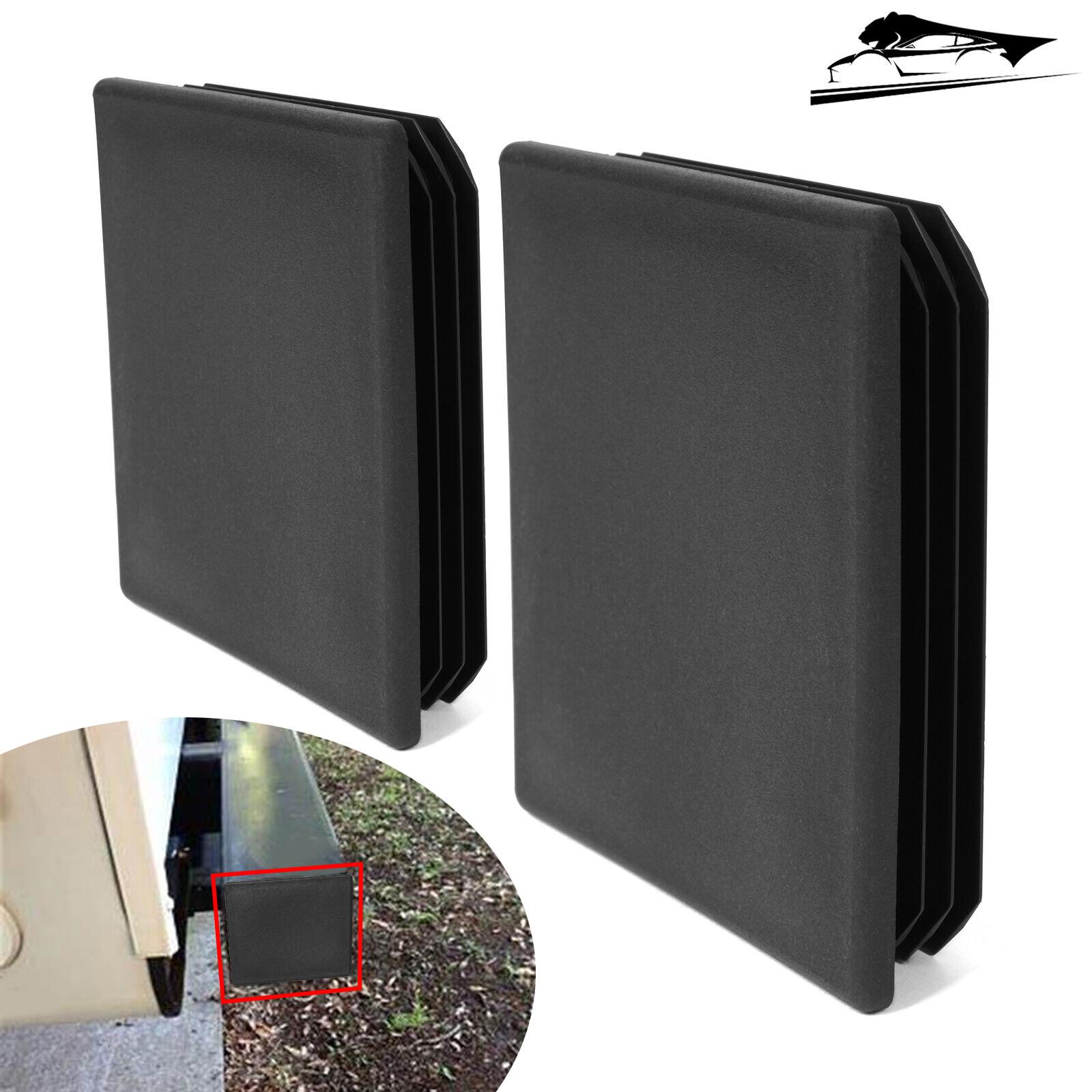 4″ 2 Pack Square Rubber Bumper Plug End Cap Cover For RV Camper Trailer