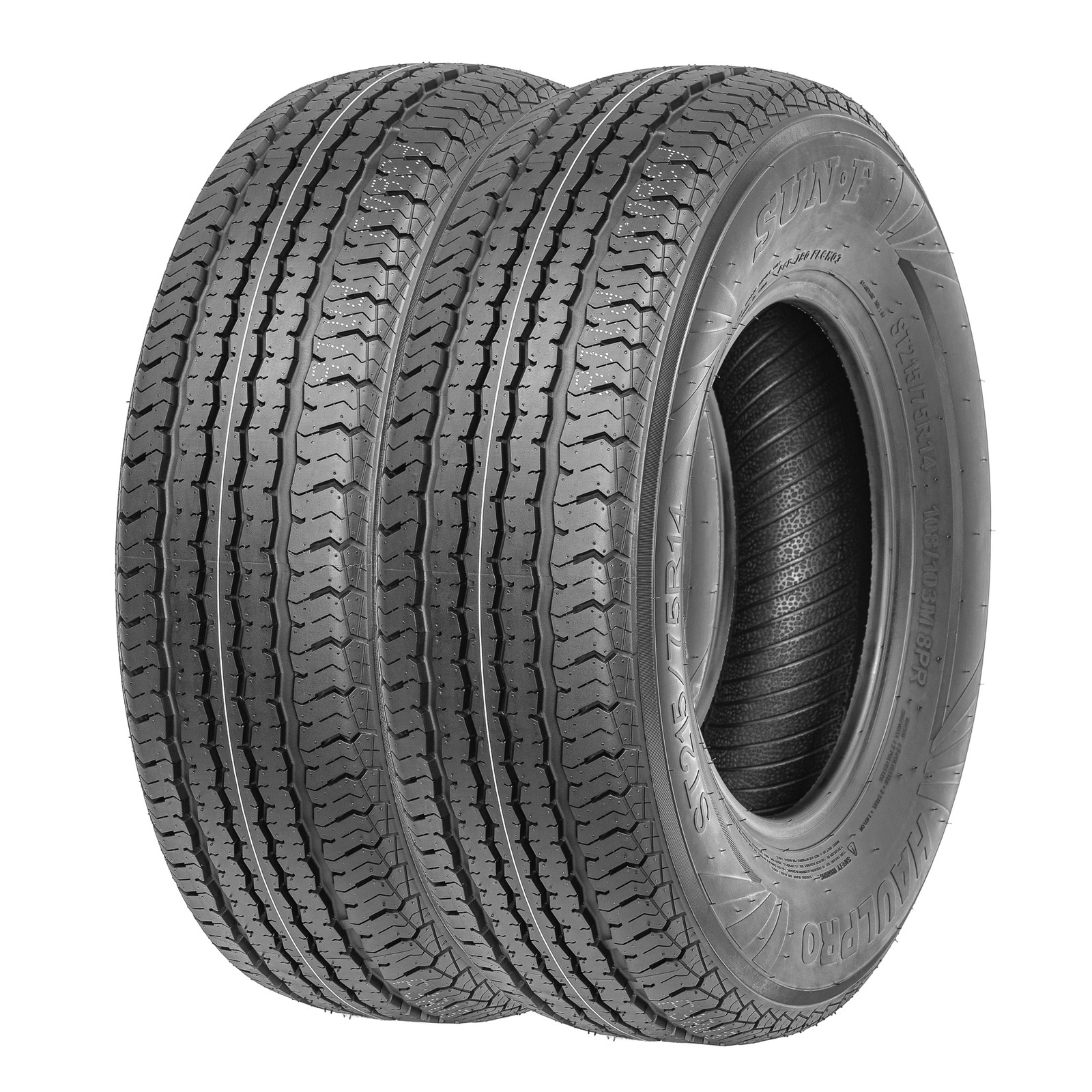 Set of 2 SunF Steel Belted ST 215/75R14 Radial Load Range D 8 Ply Trailer Tires