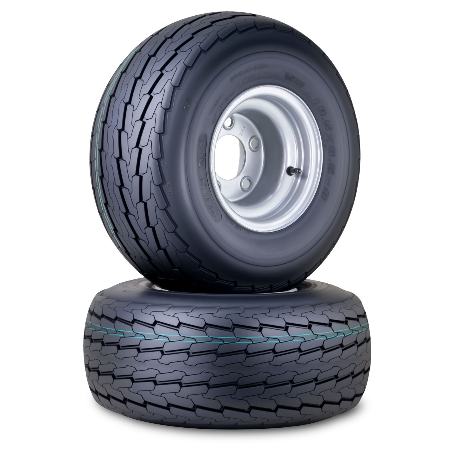 2 WANDA Trailer Tire Wheel Assembly 18.5×8.5-8 8-Ply w/5 Lugs on 4.5″ Silver Rim