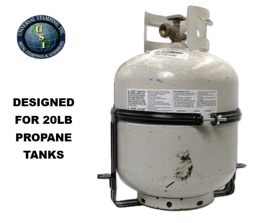 Single High-Strength Steel LP Tank Holder with Regulator Bracket