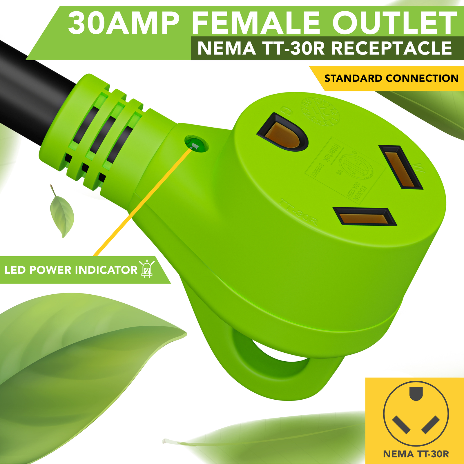 15FT Foot 30A Amp RV Extension Cord Trailer Motorhome Camper Power Supply 30 A