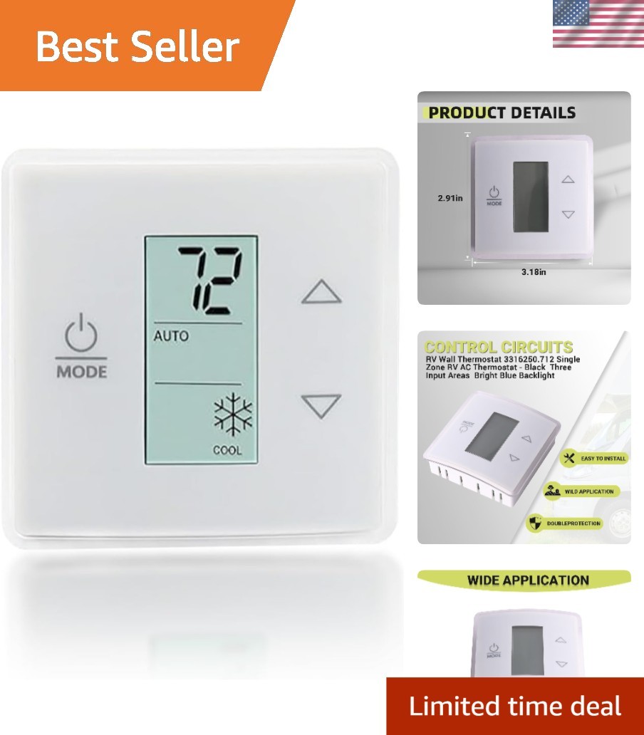 Digital Wall-Mounted RV Thermostat for Cool/Heat Control – Easy Touch Operation