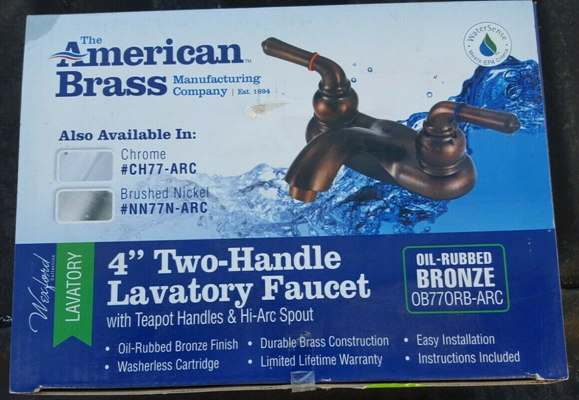 American Brass Oil Rubbed Bronze 4″ Lavatory Faucet W/Teapot Handles & Hi ARC…
