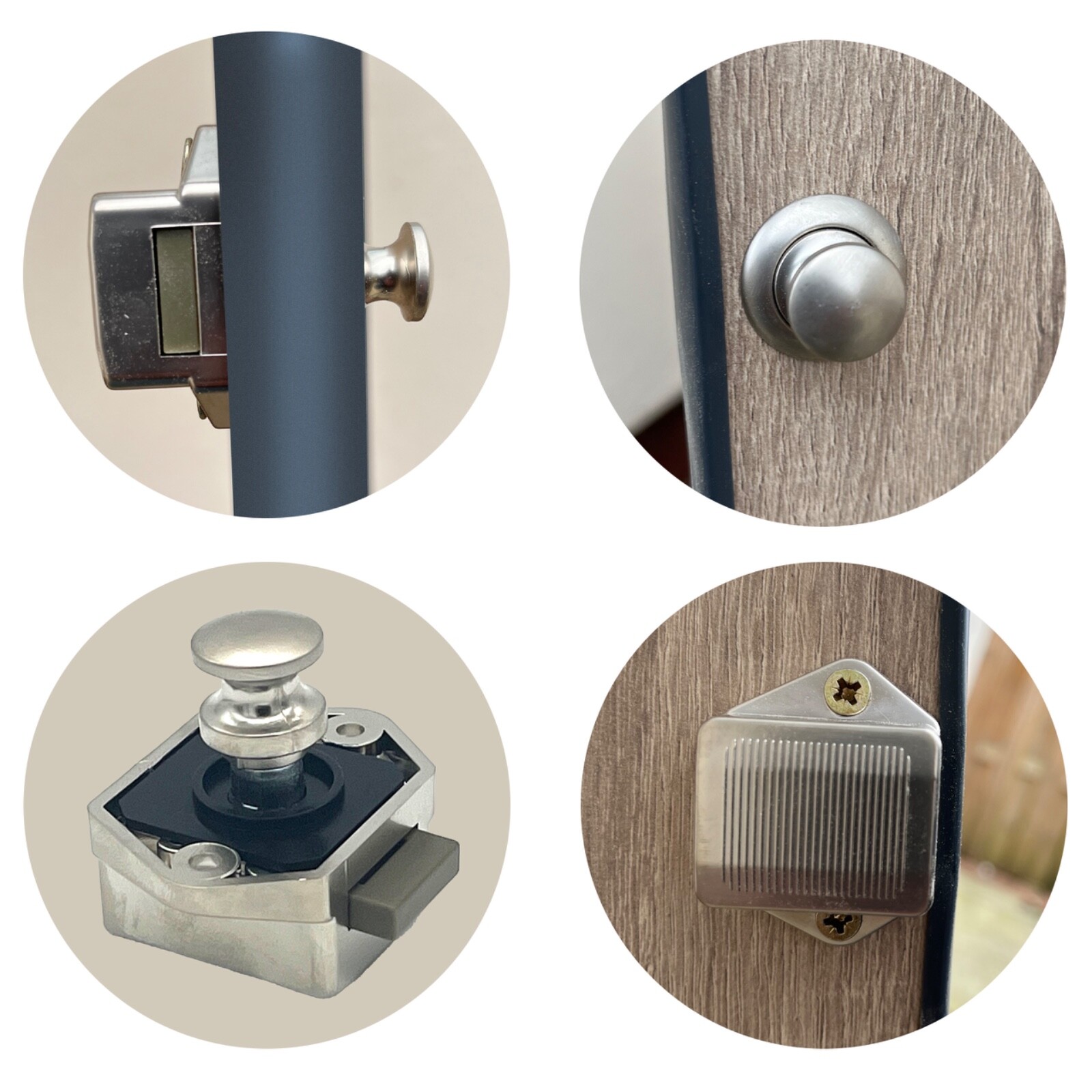 Push Button & 90º Hinges Cabinet Cupboard Campervan Motorhome Door Catch