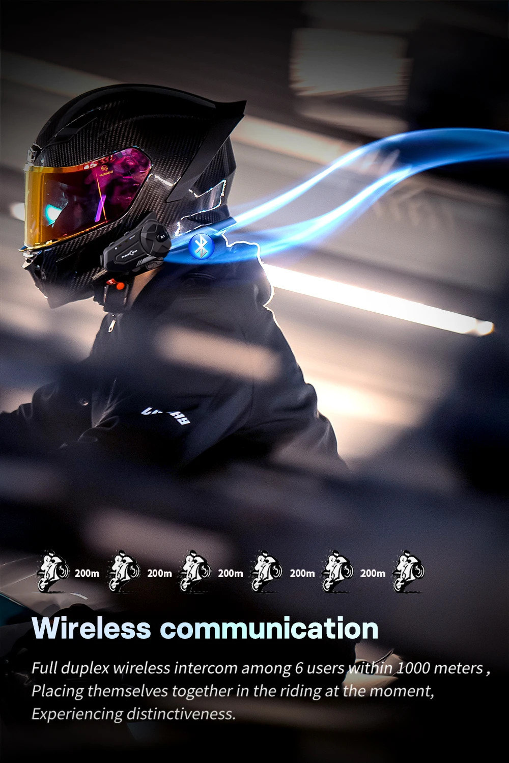 Bluetooth Motorcycle Intercom Helmet Headset WiFi App Dash Cam DVR Auto Group