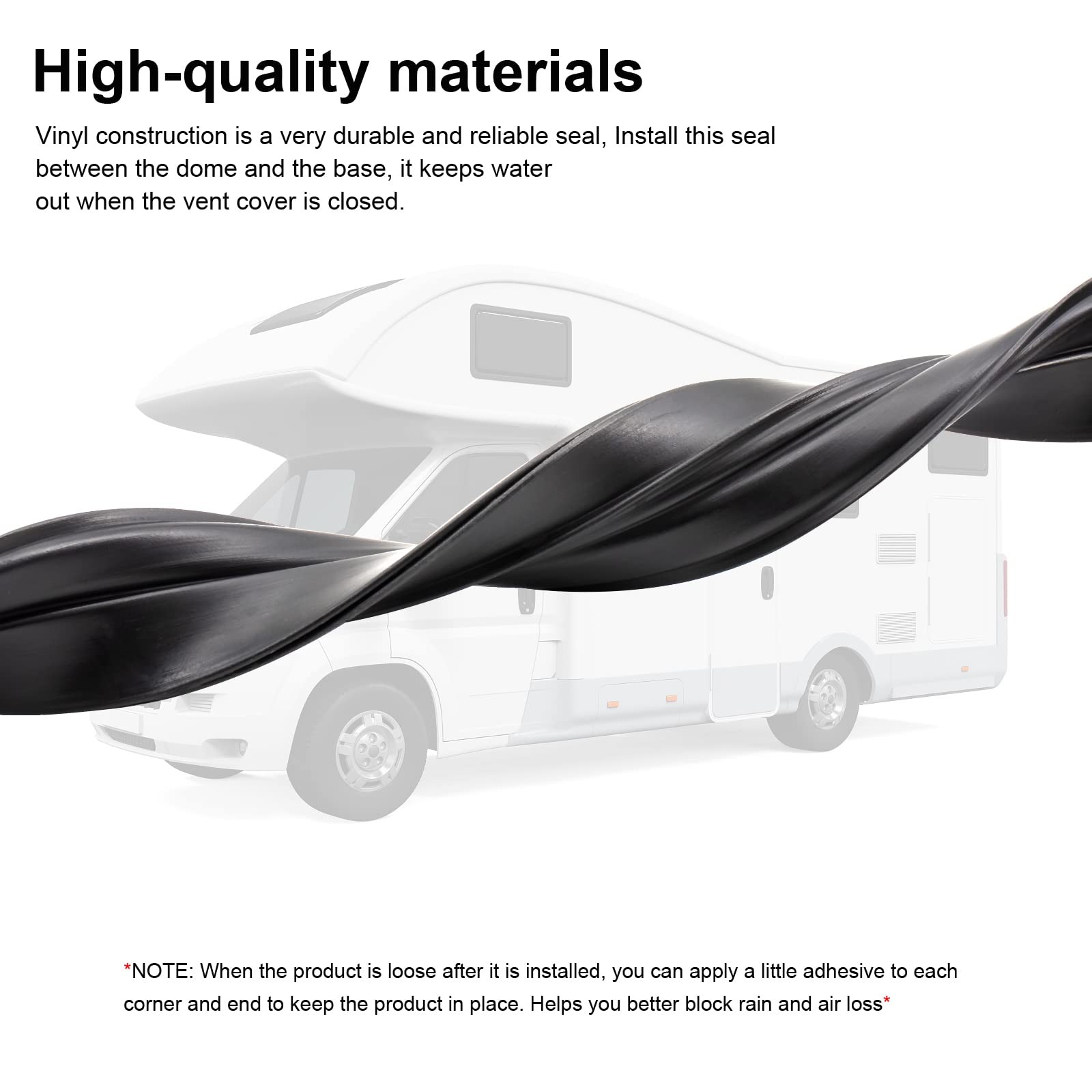 SZKXMJ Rv Roof Vent Seal Vinyl Sealfor Ventline, Hengs 118INCH, Black