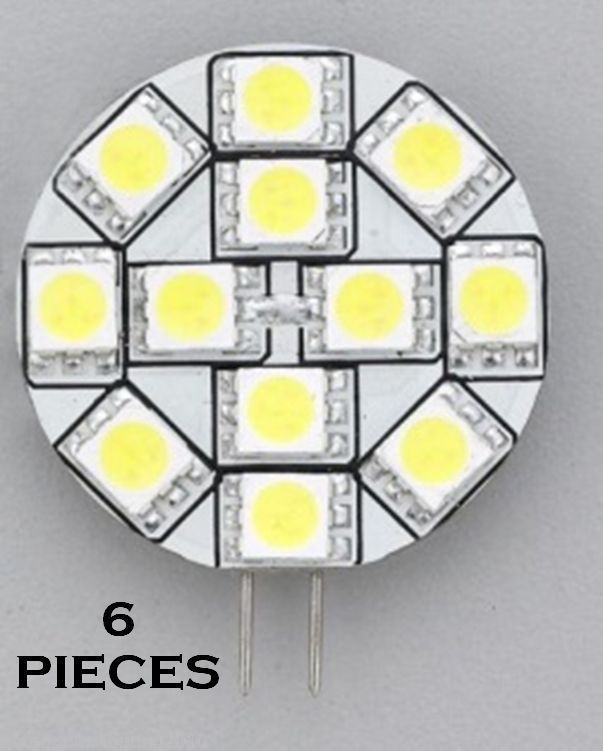 # RV MARINE TRAILER PART REPLACEMENT LED BULB G4 WARM WHITE SIDE PIN 1.2″D 6 PCS