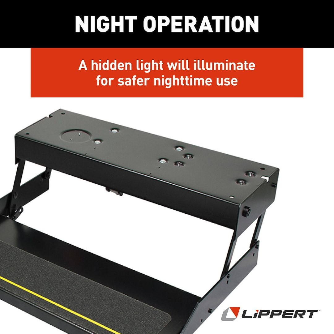 Lippert Components 3747453 Single Electric Folding Step 23-3/4in W x 10in Dep