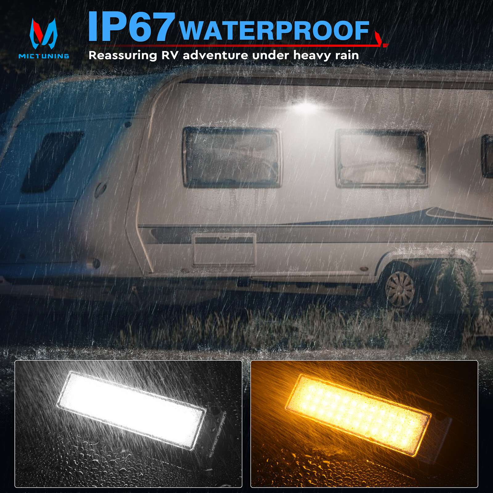 54W 9 Inch RV Porch Lights – Dual Color Exterior Light LED Aluminum Lamp 12V/24V