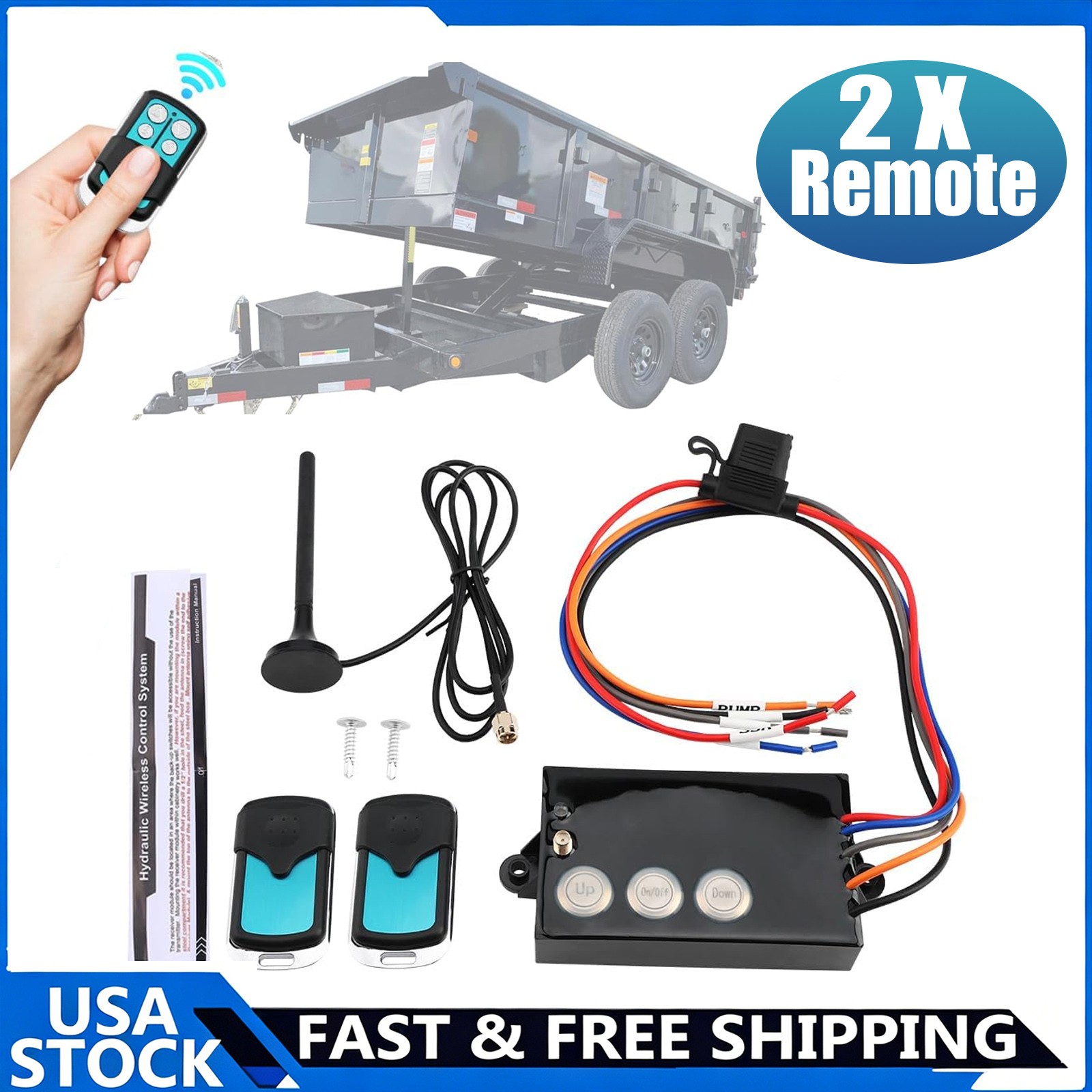 G3-H01 Dump Trailer Wireless Remote Control System Kit Hydraulic Lift Winch Tilt