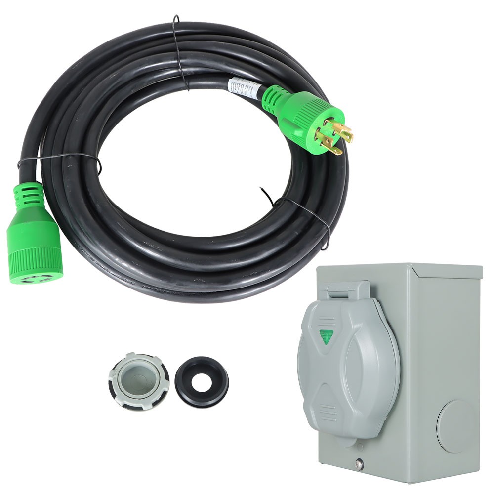 30 Amp 25/50/75/100Ft L14-30 Generator Extension Power Cord Power Inlet Box
