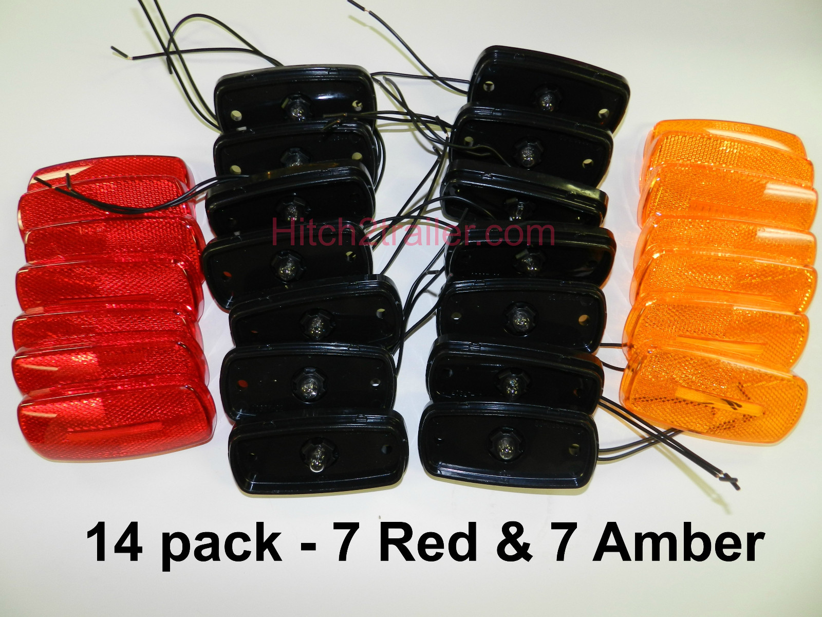 14 Black Amber & Red Marker Clearance Incandescent Light RV Trailer Truck (7 ea)