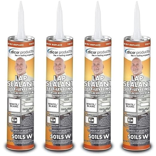 RV Roof Lap Sealant 4 Pack Self-Leveling White EPDM TPO Roof Edge Vent Pipe