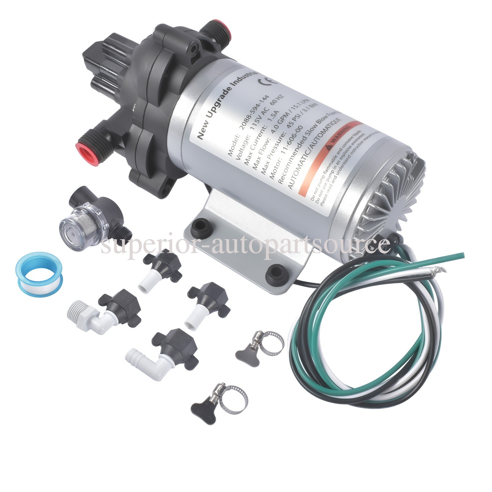 Power Water Pump for RV 115Volt 45PSI 2088-594-154 Industrial Pump Self-Priming