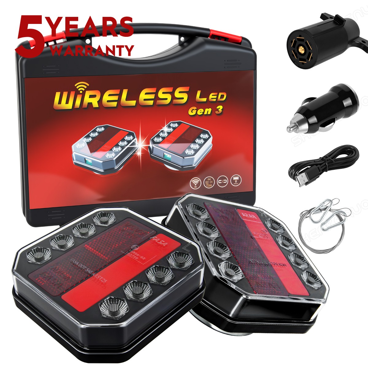 New LED Wireless Trailer Lights Magnetic Rechargeable Tow Light for Trailer RV