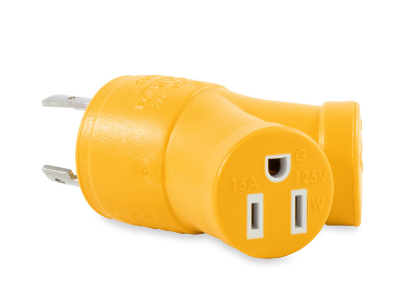 Camco Power Grip 3-Prong Generator Adapter 30AM/2x15AF 125V/3750W cETL 55433