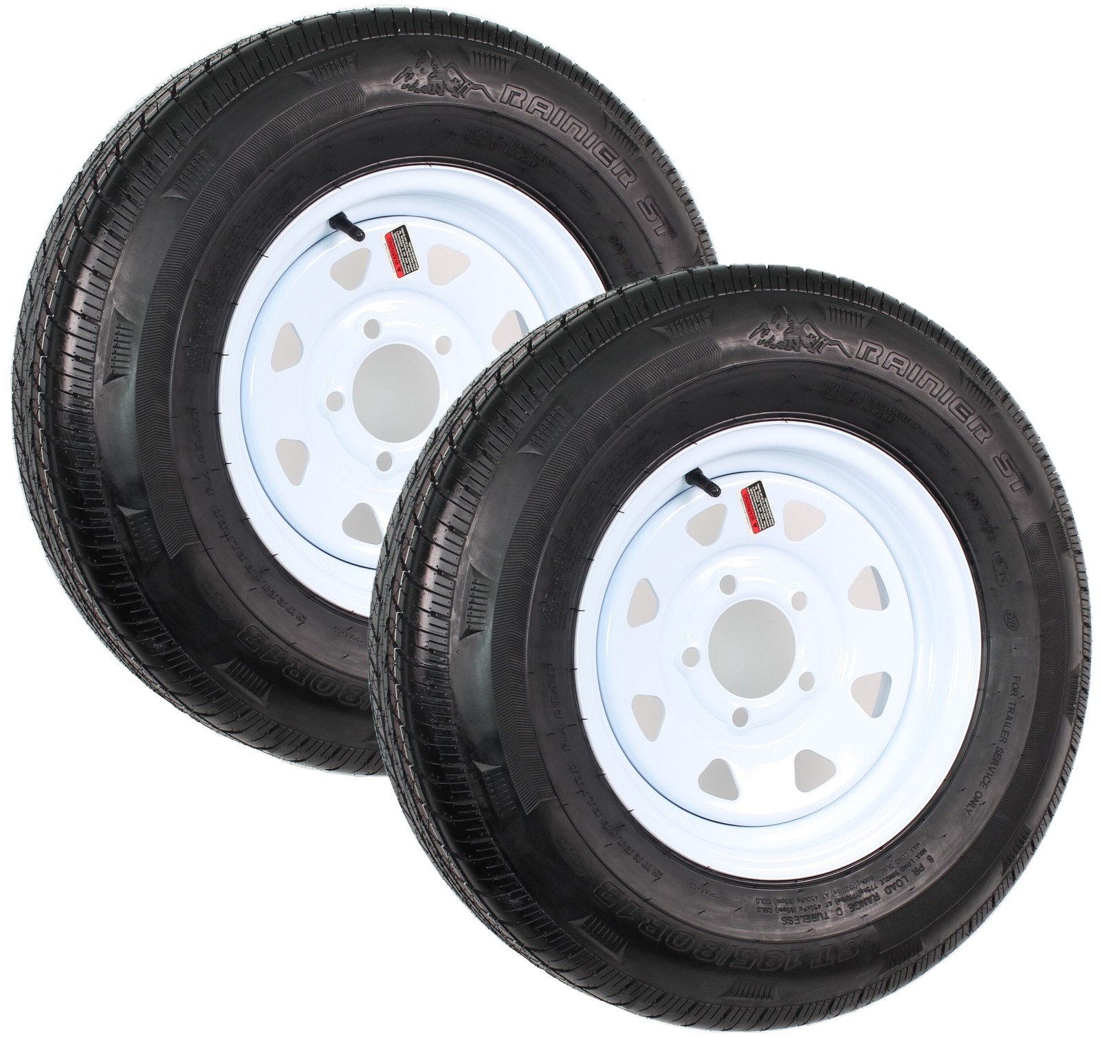 2-Pack Radial Trailer Tire Rims ST185/80R13 13 Inch LRC 5 Lug White Spoke Wheel
