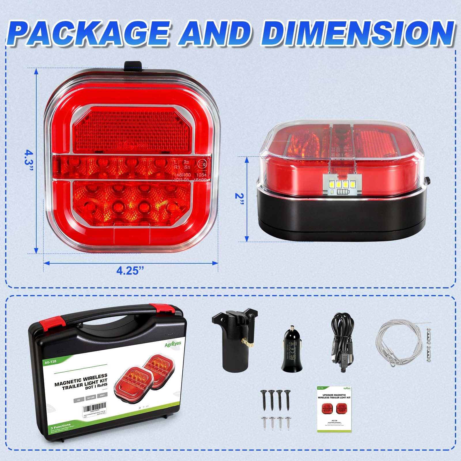 Agrieyes Halo Wireless Trailer Lights, 2 Mounting Options Magnetic Trailer Li…