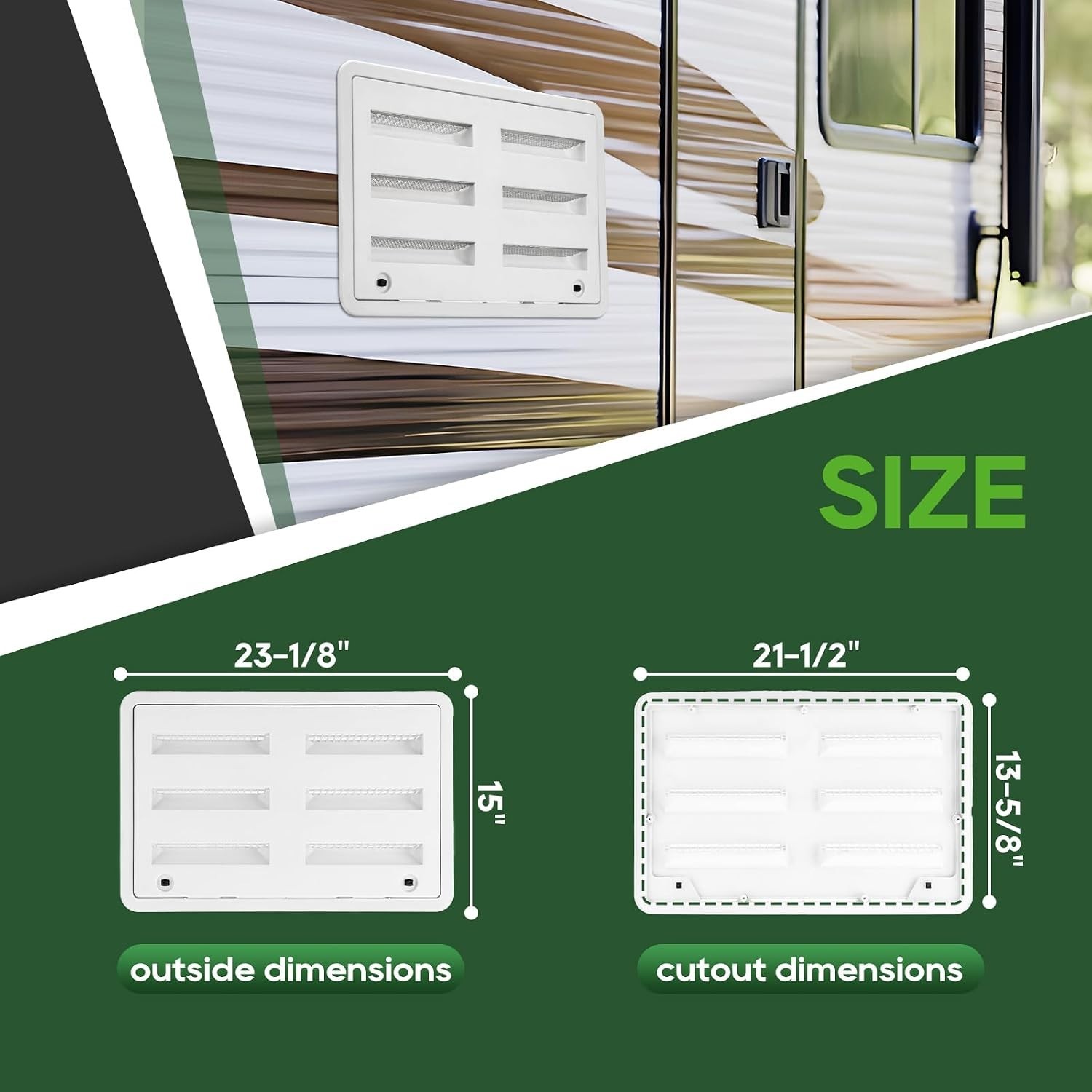 RVGUARD RV Refrigerator Vent 23-1/8″W x 15″H Vent Cover Replacement for Camper