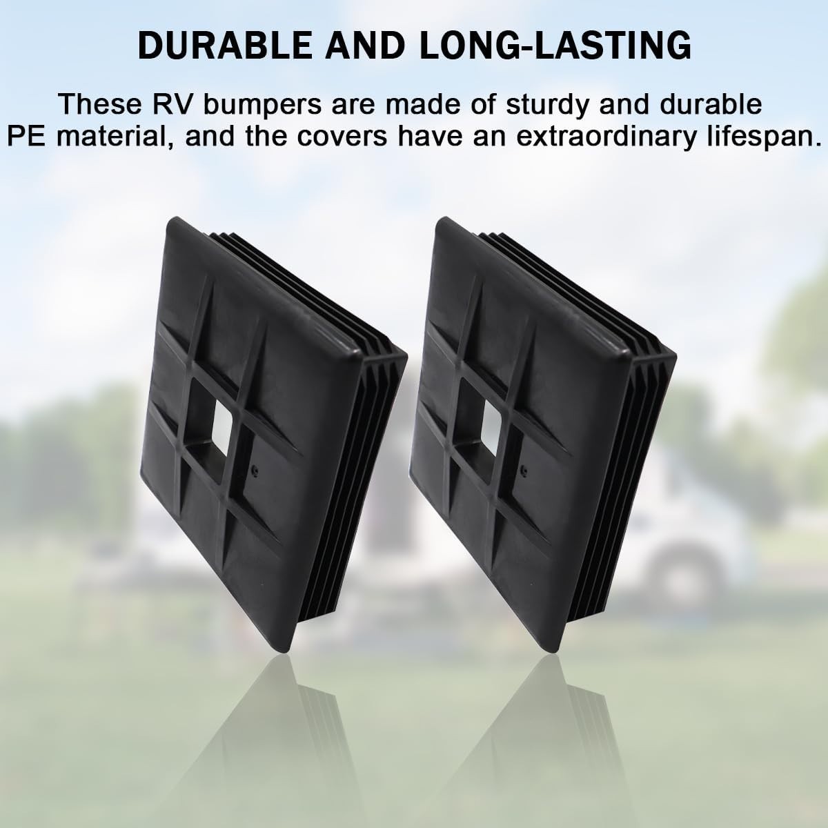 Universal 4-Inch Square Bumper Caps – Easy Installation RV Accessories, 2 Pack