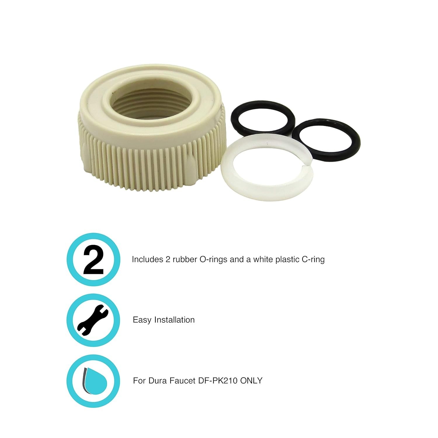 RV Faucet Spout Nut & Rings Set – Elegant Bisque Parchment for Easy Installation
