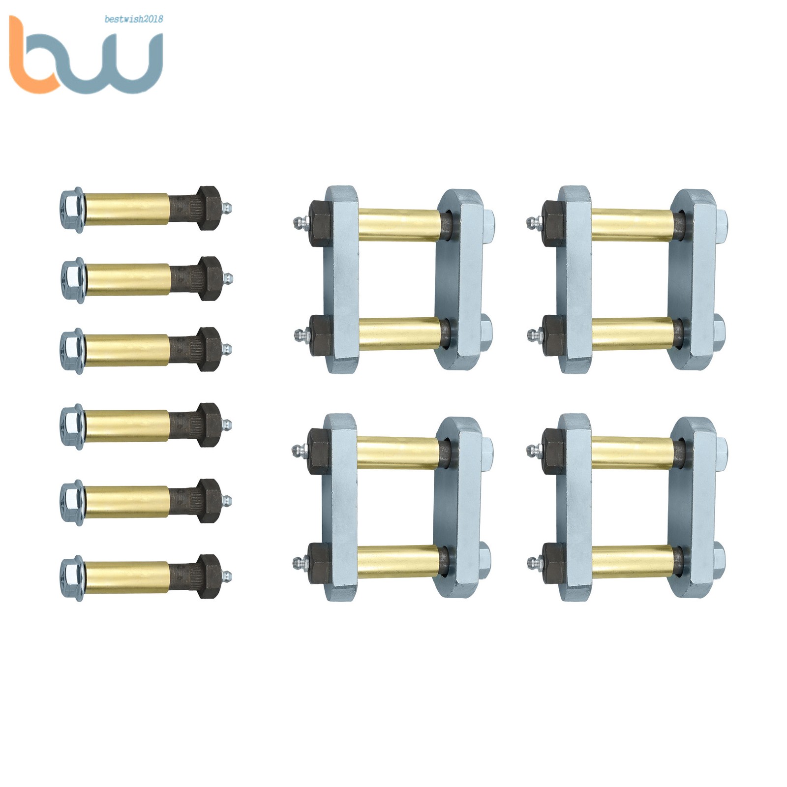 Trailer Greasable Shackle Spring Bolt Link Kit Heavy Duty For Tandem Axle 2.25″