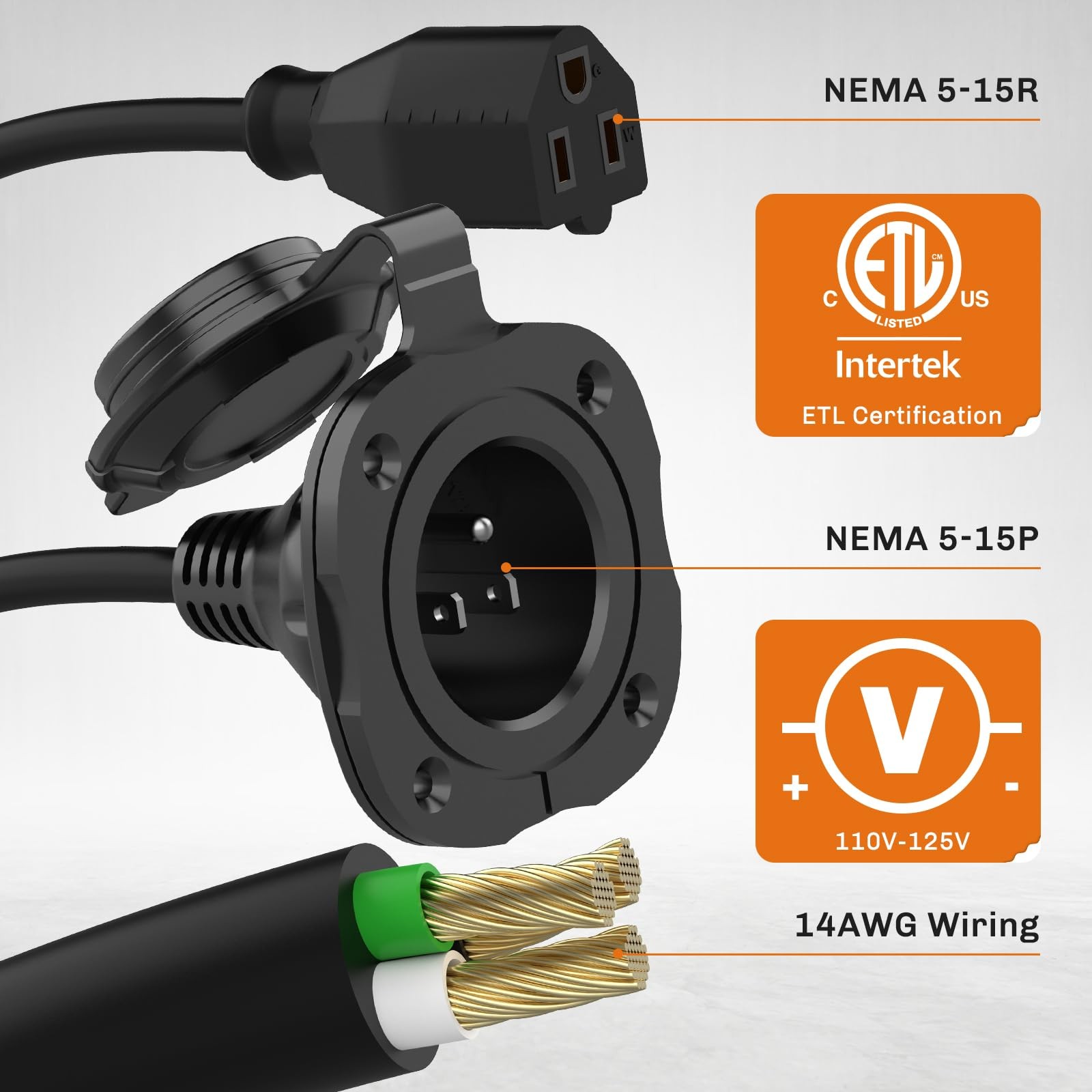 Rv Shore Power Inlet Charger Plug 15 Amp 125v Ac Power Inlet Port Plug With Inte