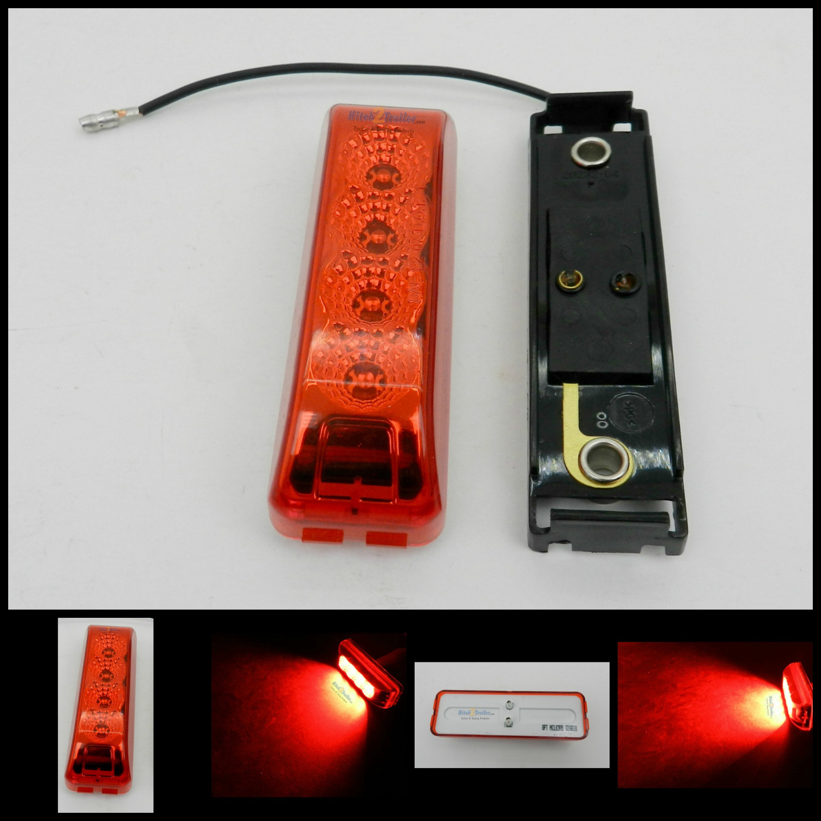 (1) 4 LED Light 1×4 Surface mount Red Clearance Marker w/ black base Optronics